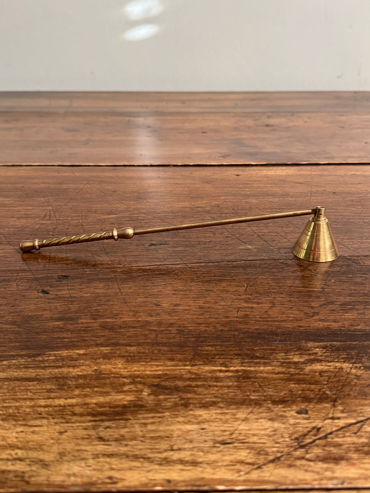 Vintage Brass Candle Snuffer with Thicker Swirled Handle