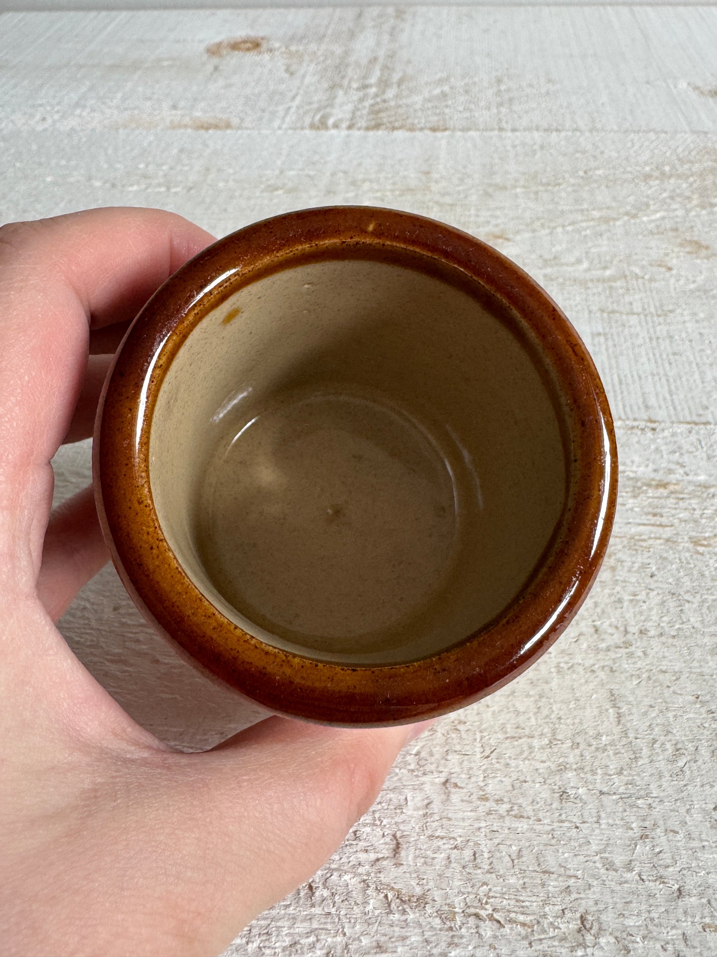 Vintage Small/Miniature Stoneware Jar - Rustic Farmhouse Kitchen Storage Jar - Open Pottery Jar