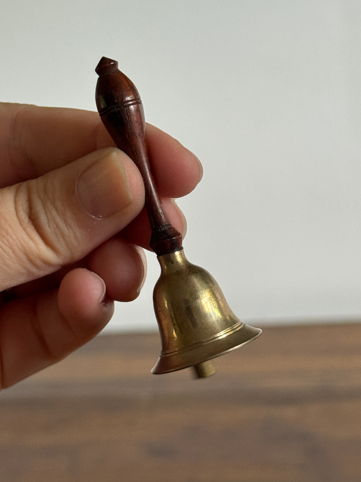 Miniature Skinny Brass and Wood Bell