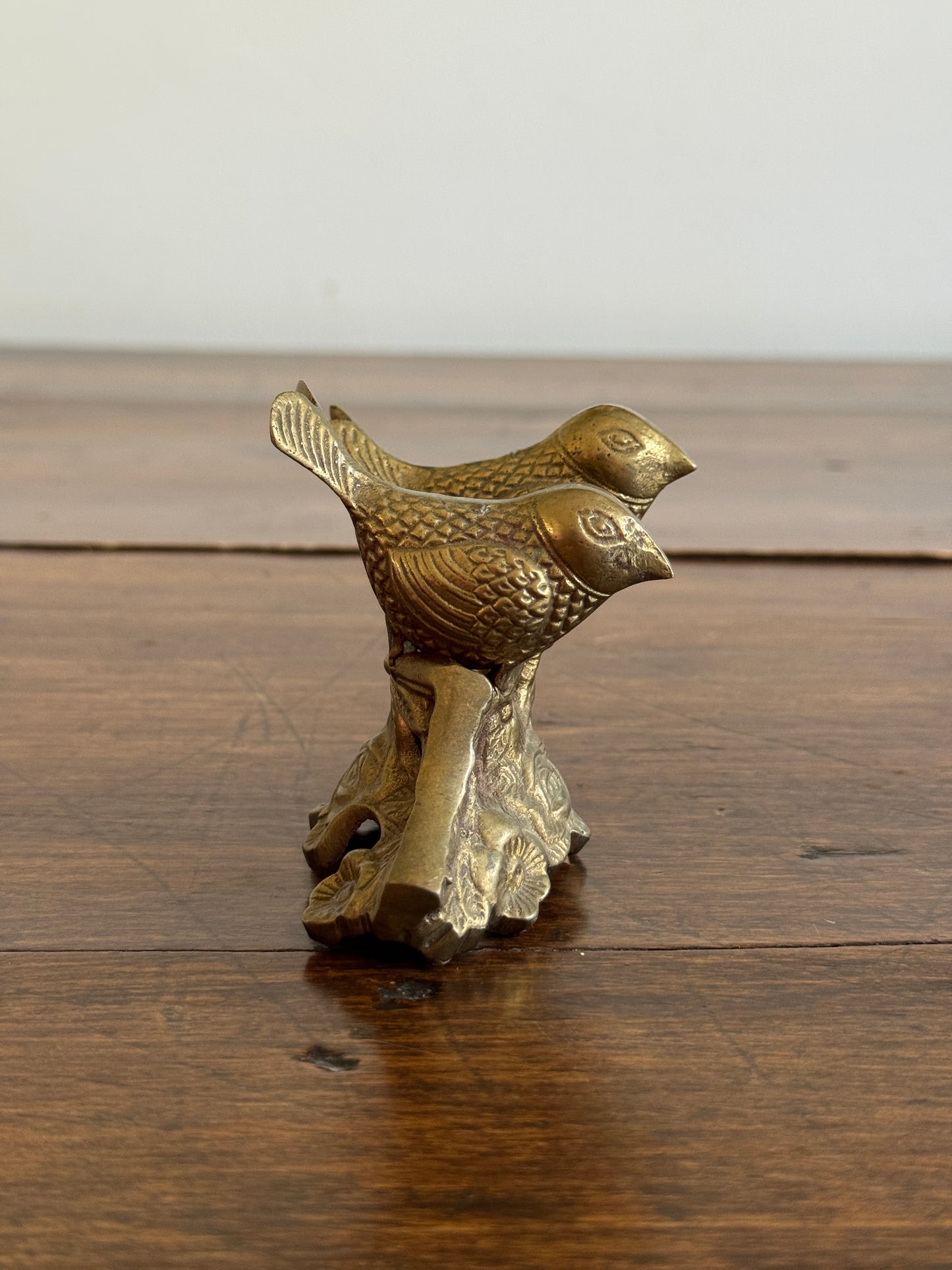 Vintage Brass Birds on Ornate Base - Brass Love Bird Figurine