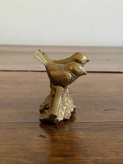 Vintage Brass Birds on Ornate Base - Brass Love Bird Figurine