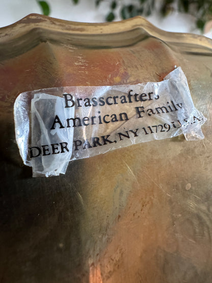 Vintage Brass Anniversary Tray - Happy Anniversary Engraved Dish