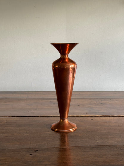 Vintage Fluted Copper Vase - Copper Flower Vase