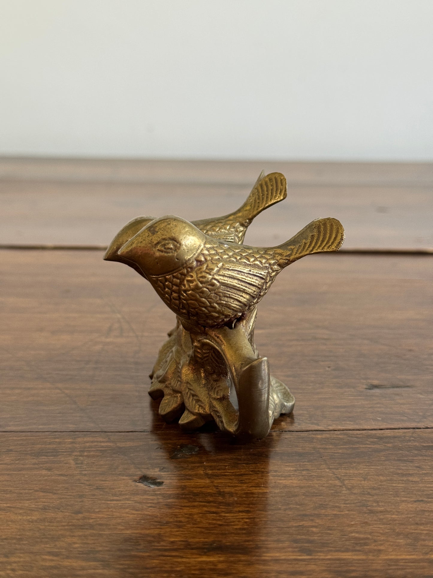 Vintage Brass Birds on Ornate Base - Brass Love Bird Figurine
