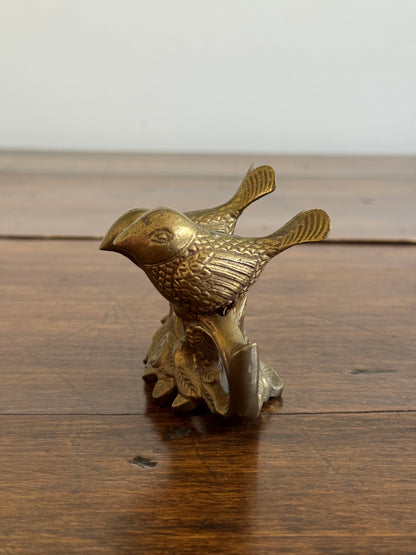 Vintage Brass Birds on Ornate Base - Brass Love Bird Figurine
