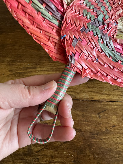 Vintage Colourful Woven Hand Fan Wall Decor - Handheld Boho Fan
