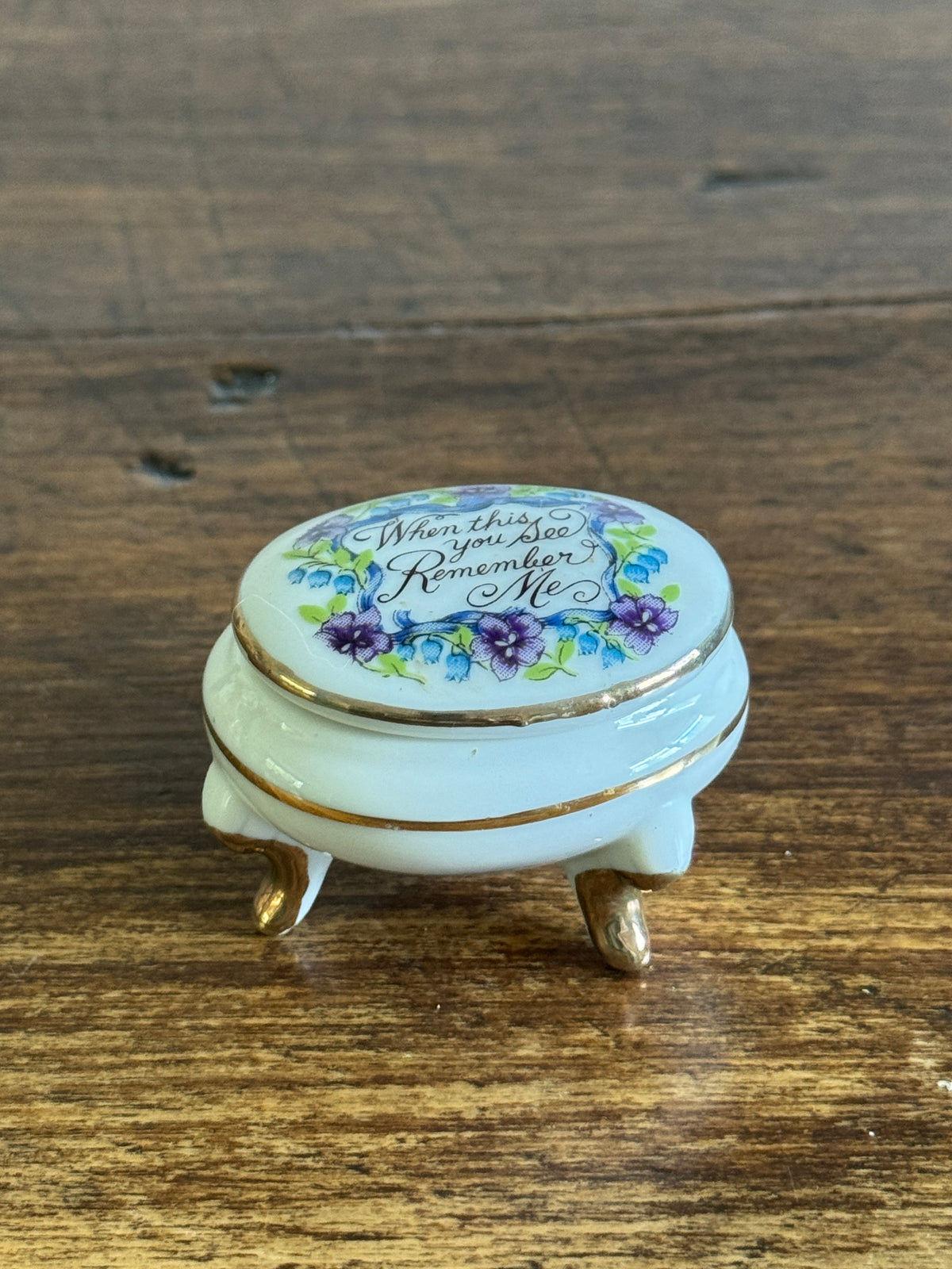 Vintage Miniature Memory Trinket Box - When This You See Remember Me