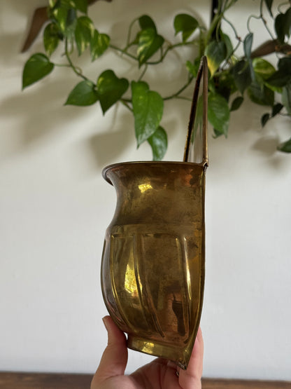 Pair of Vintage Brass Wall Plant Pockets - Wall Mounted Plant Holder Set of Two