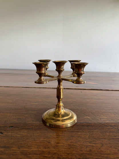 Vintage Brass Small Candelabra with Five Candle Holders