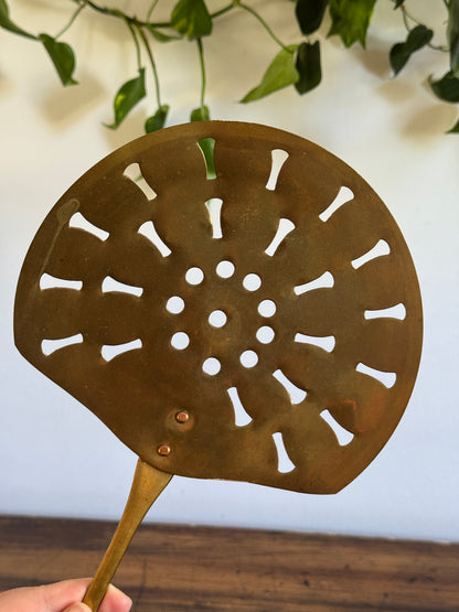 Vintage XL Brass Strainer - Large Wall Hanging Kitchen Utensil