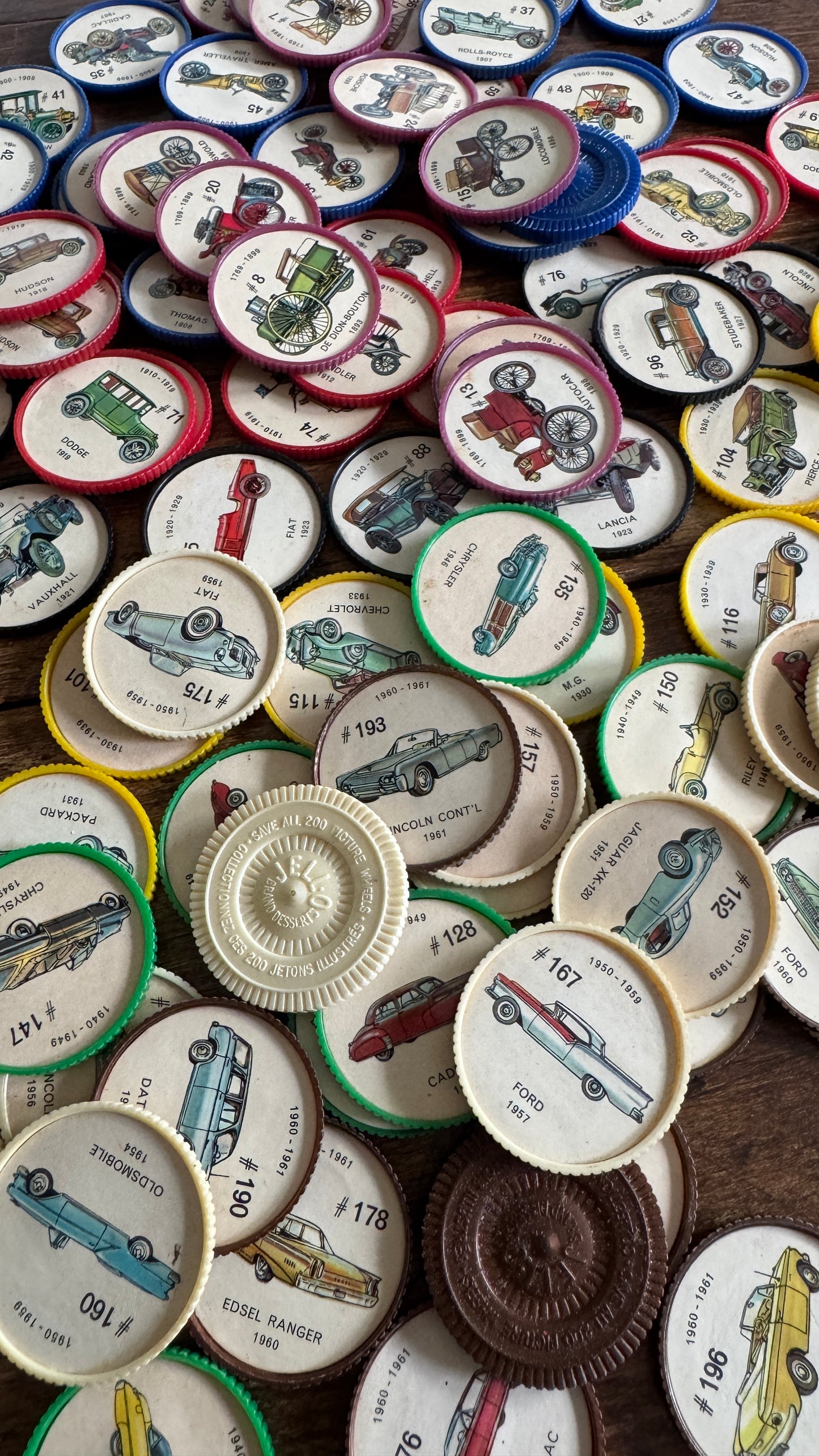 Vintage Jello Brand Picture Wheels Car Playing Chips
