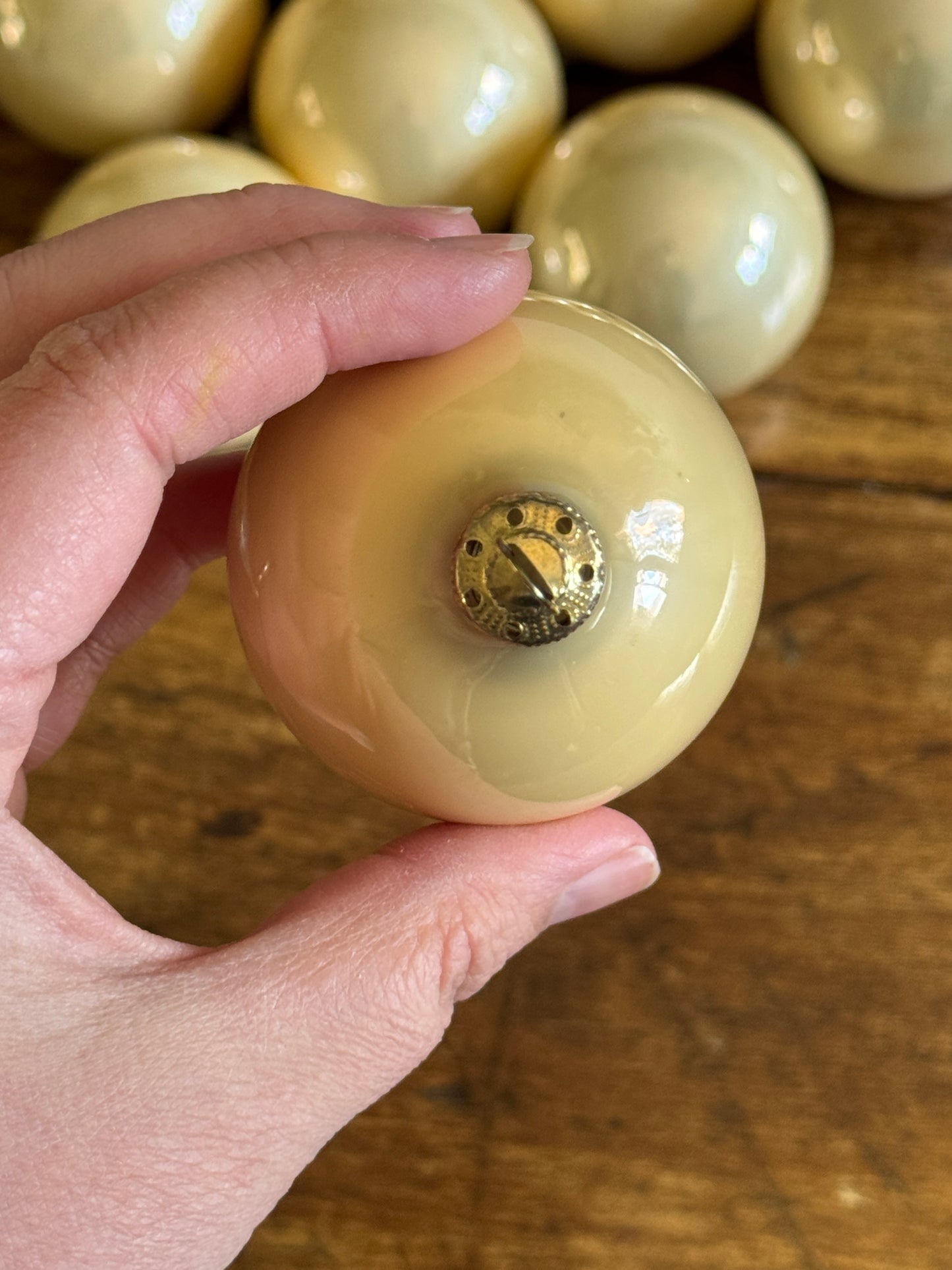 Vintage Light Cream Glass Christmas Ornament