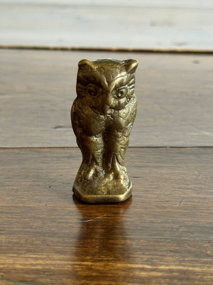 Small Heavy Brass Owl Figurine
