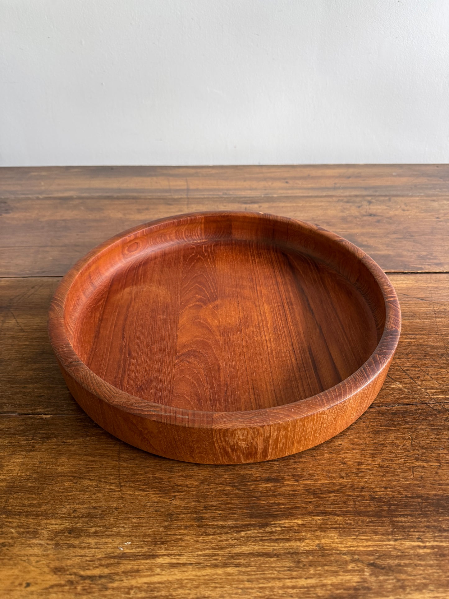 Large Round Dansk Wood Tray / Shallow Bowl - Made in Denmark