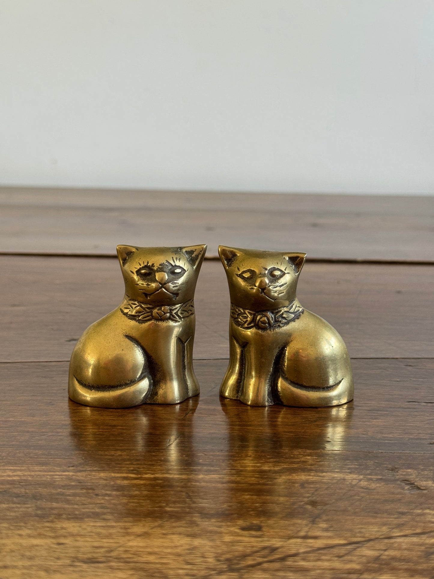 Vintage Pair of Small Cat Statues - Vintage Brass Cat Figurines