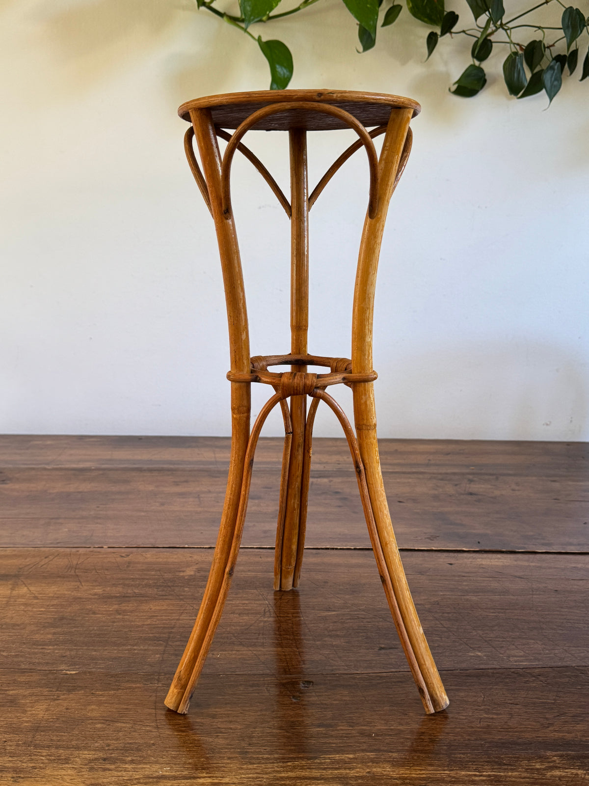 Small Table Top Bamboo and Wood Plant Stand - Bent Wood Plant Riser Small Table