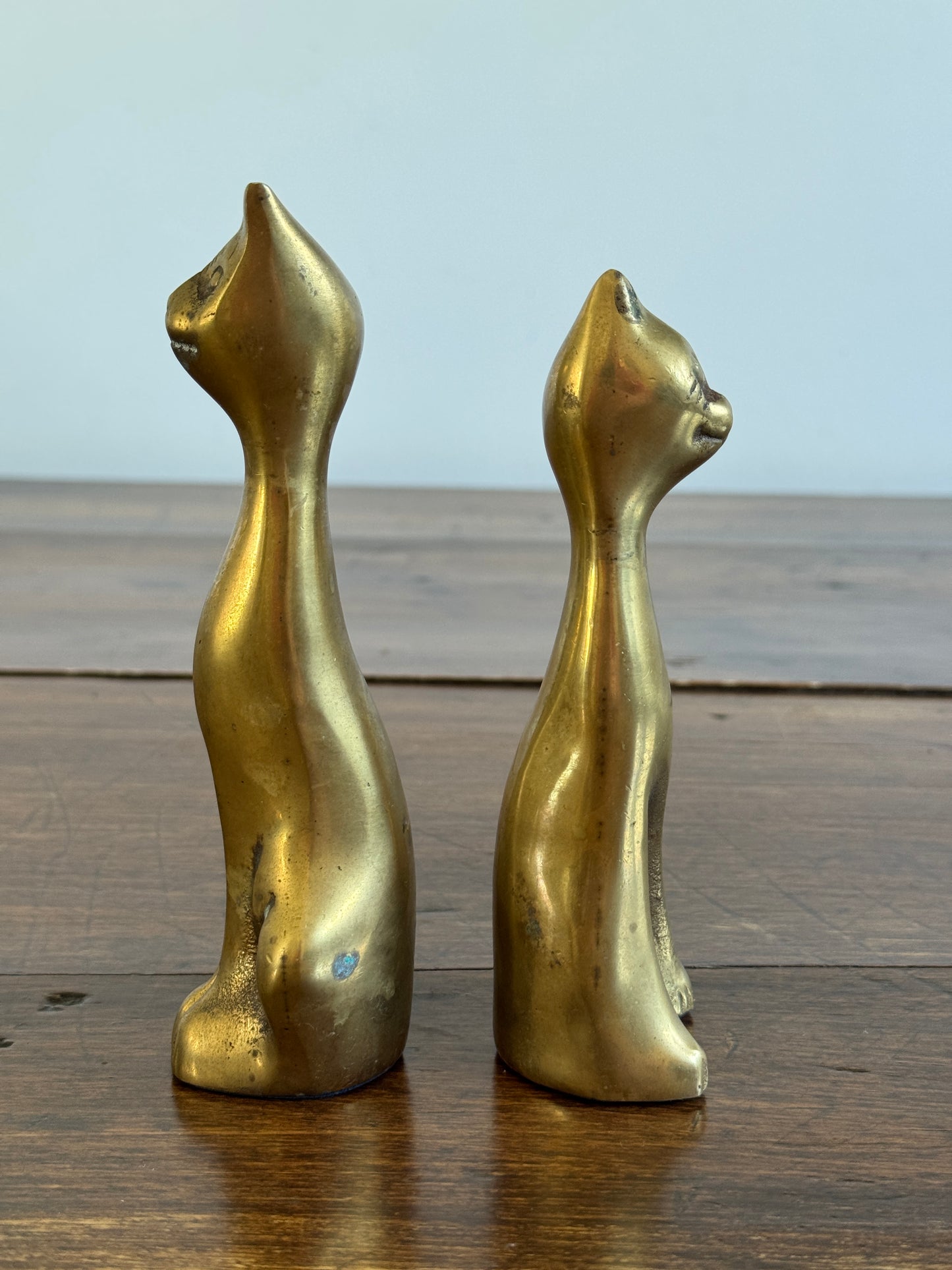 Vintage Mid Century Cat Couple - Brass Pair of Cat Figurines