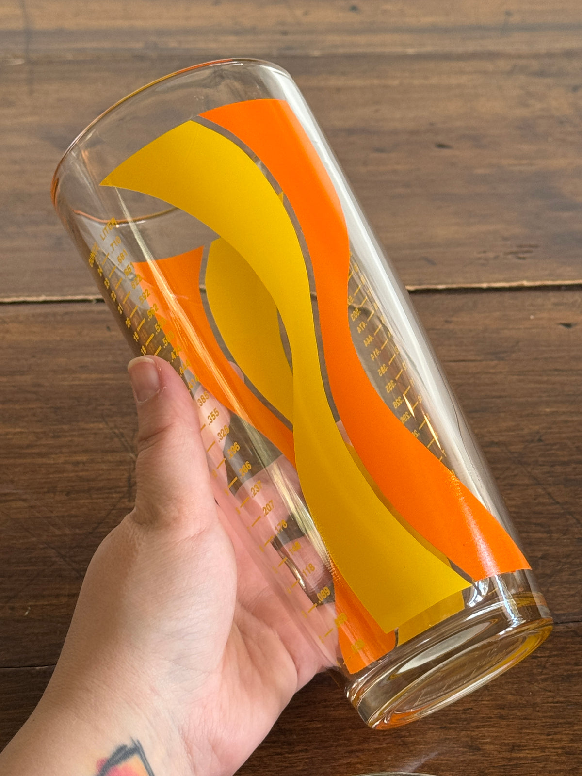 Mid Century Yellow and Orange Glass Cocktail Shaker by Irvinware - Made in the USA