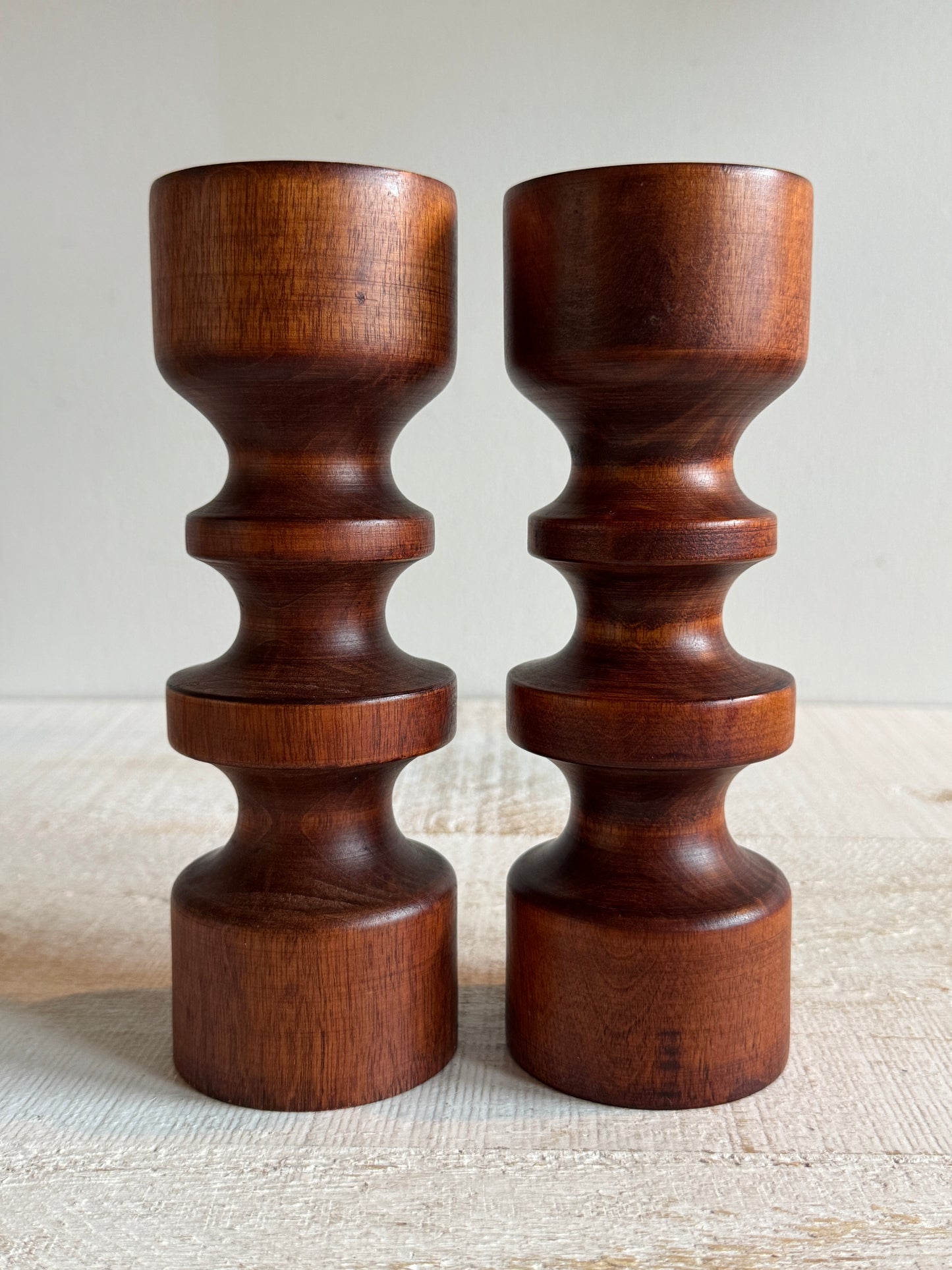 Vintage Turned Wood Candlestick Holders by Baribocraft Canada