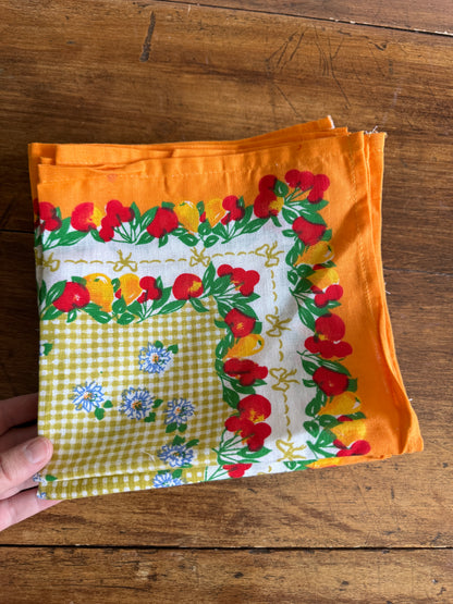 Colourful Fruit and Flowers Cloth Picnic Napkins - Set of 12