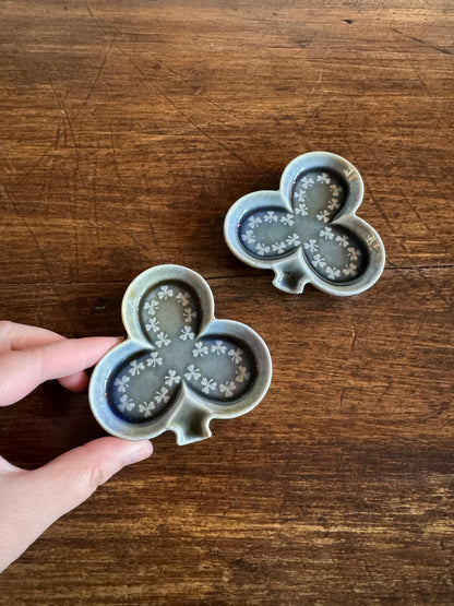 Irish Porcelain Pair of Clover Ashtrays - Made in Ireland