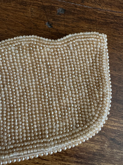 Small Vintage Beaded Hand Held Clutch Coin Purse with Zipper