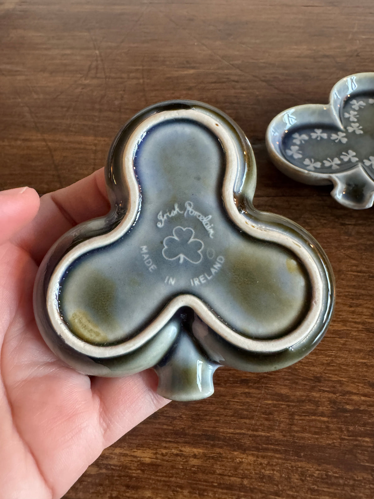 Irish Porcelain Pair of Clover Ashtrays - Made in Ireland