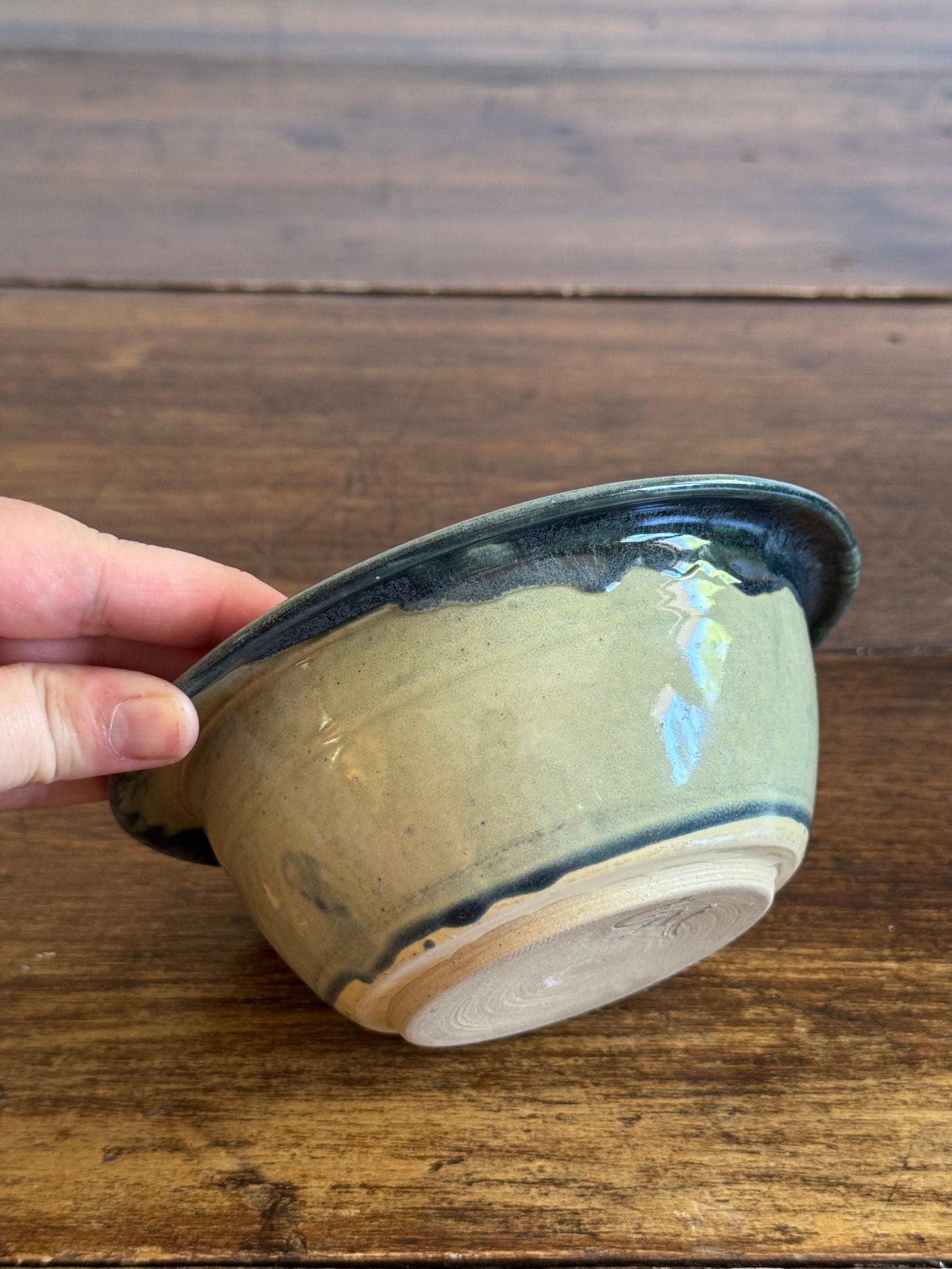 Small Hand Crafted Pottery Blue Green Bowl