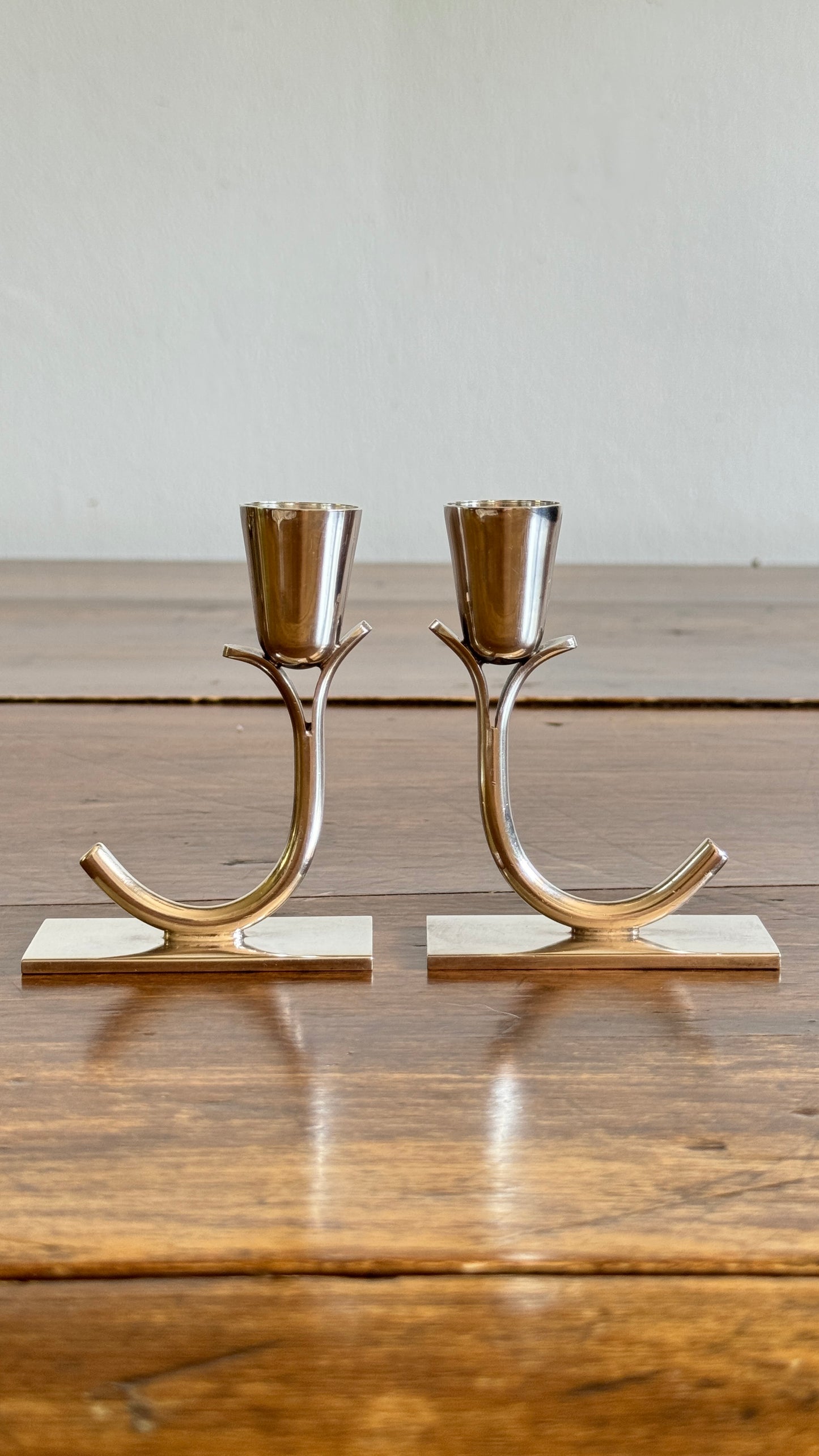 Vintage Silver Plated Candle Holder Pair - Made in Canada