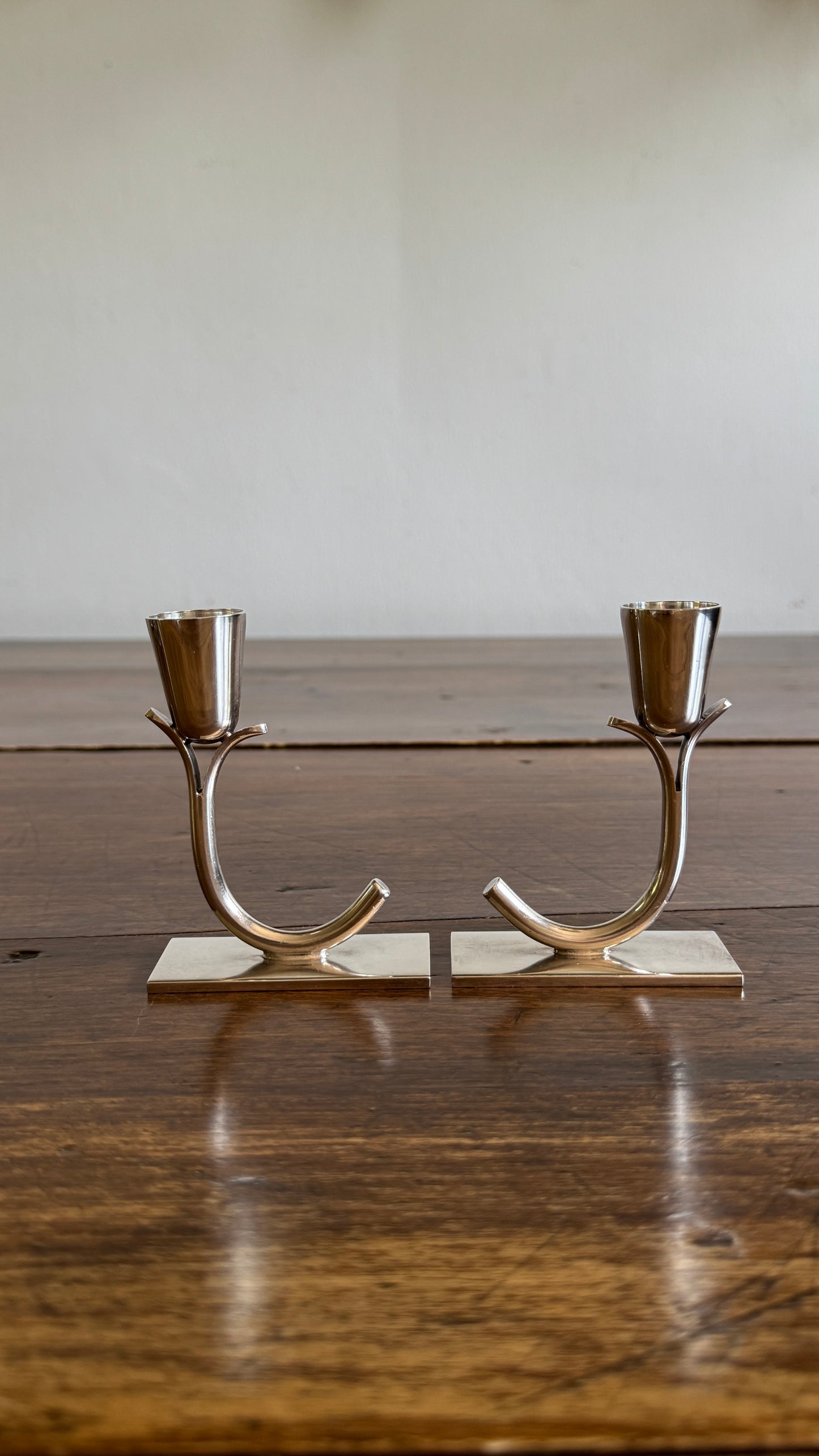 Vintage Silver Plated Candle Holder Pair - Made in Canada