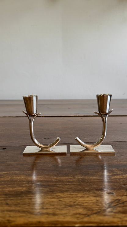 Vintage Silver Plated Candle Holder Pair - Made in Canada