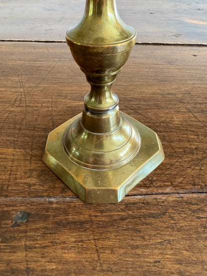 Single Vintage Brass Candle Holder with Ornate Post Design