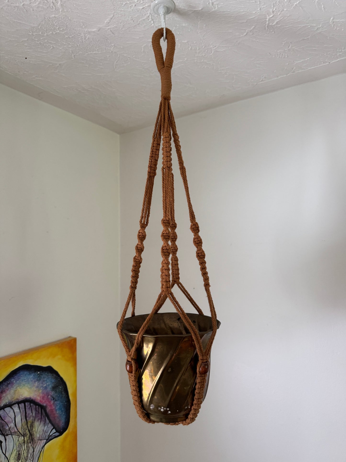 Brown Macrame Plant Pot Hanging Holder