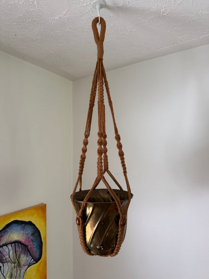 Brown Macrame Plant Pot Hanging Holder