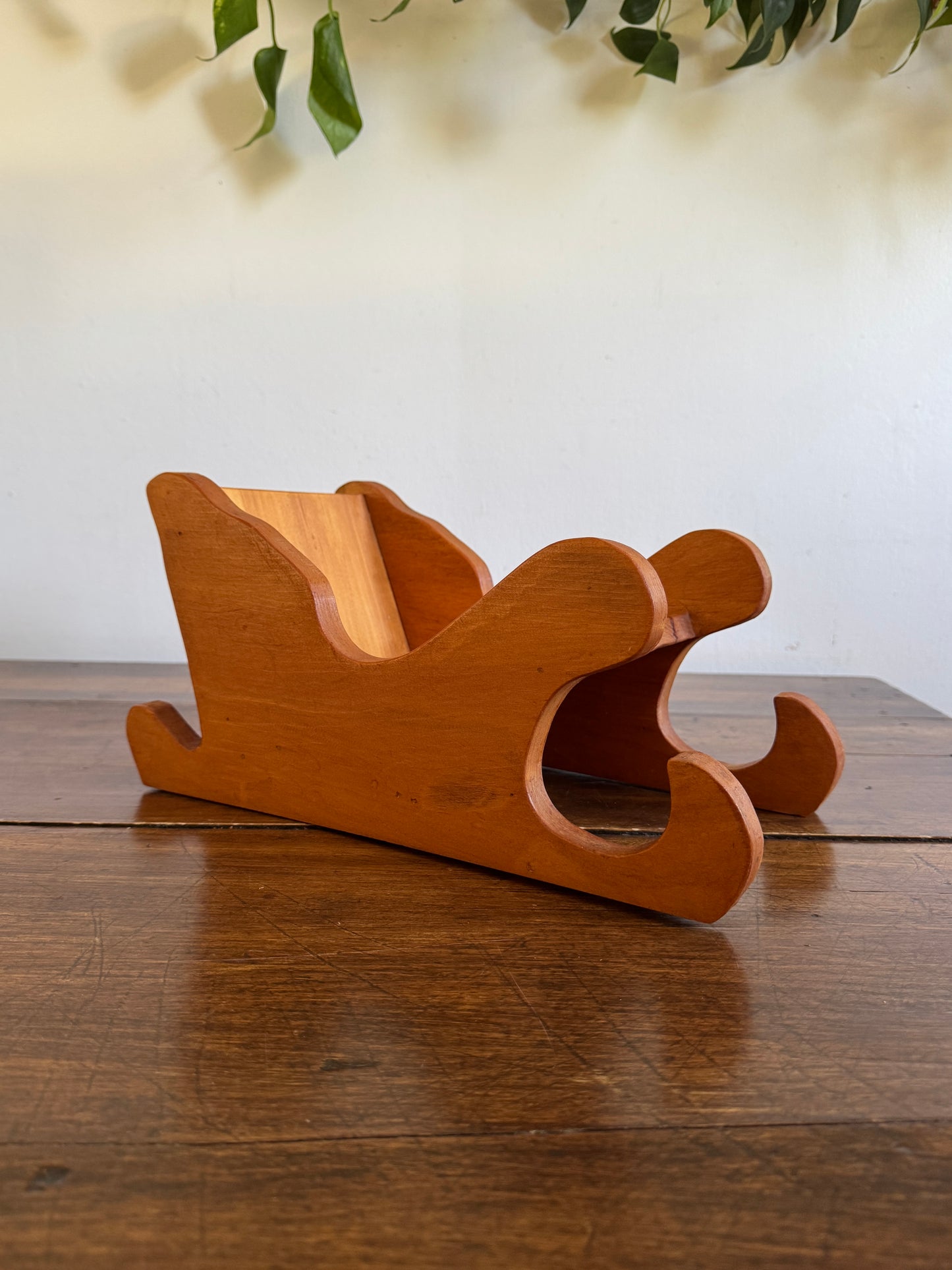 Vintage Large Hand Crafted Wood Sleigh Holiday Decor
