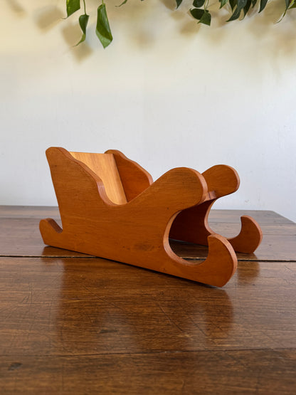 Vintage Large Hand Crafted Wood Sleigh Holiday Decor