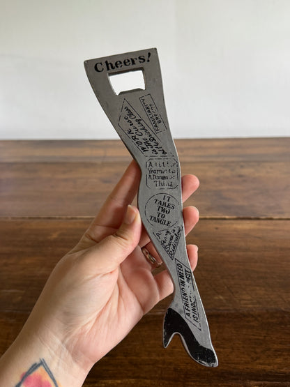Vintage Large Lady Leg Bottle Opener with Quote/Text