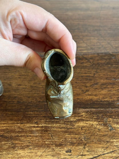 Pick One: Small Brass Boot Holder with Charming Mice Design