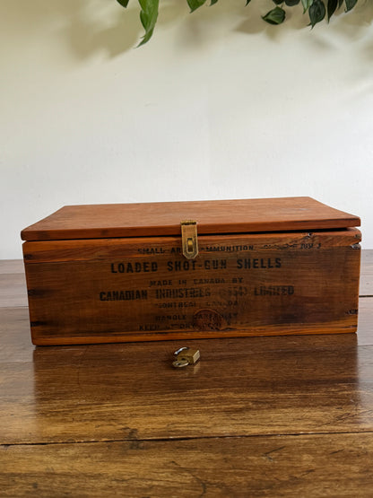 Vintage Repurposed Explosives Crate Storage Box with Key Lock