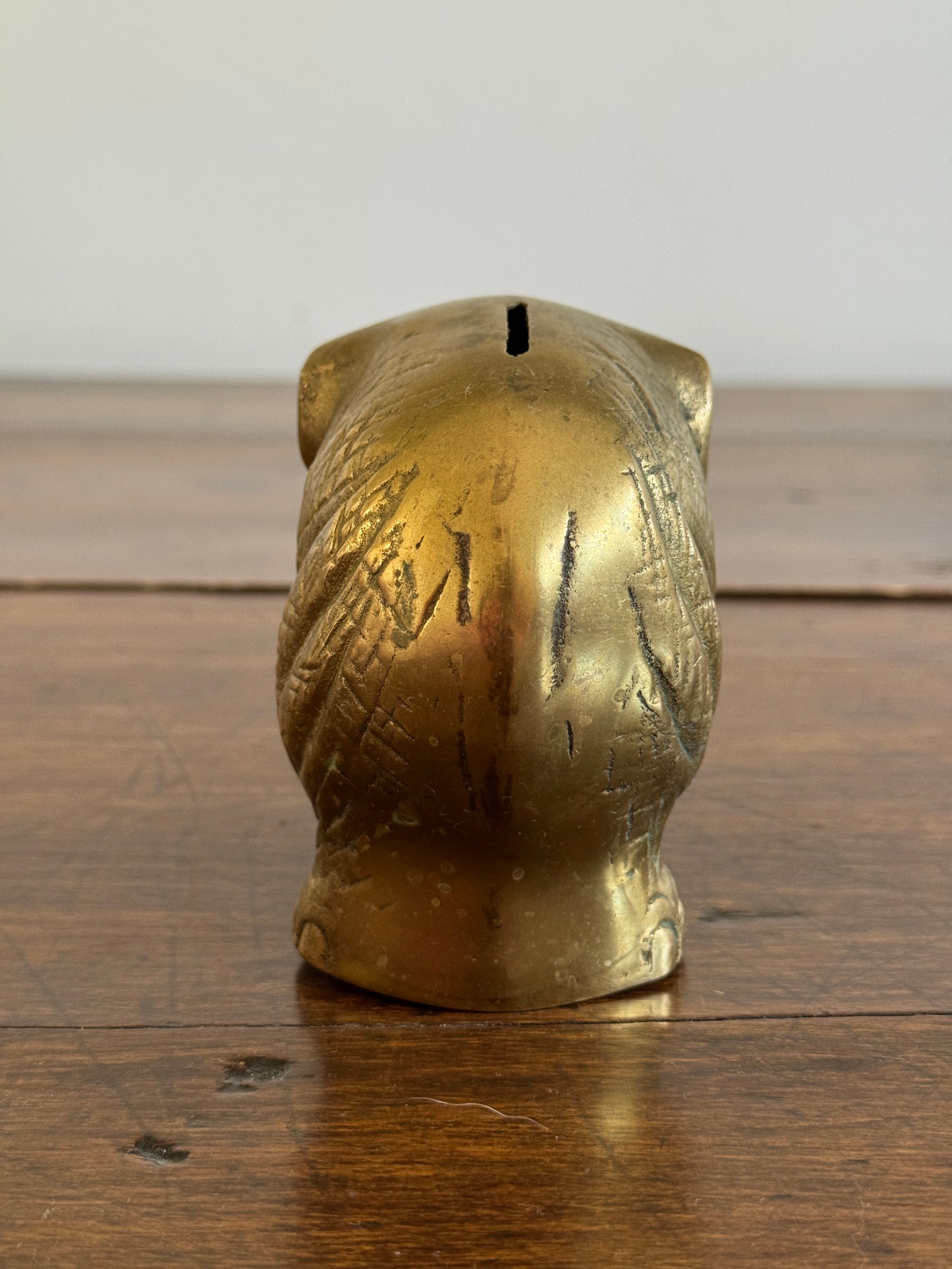 Vintage Brass Elephant Coin Bank - Lucky Trunk Up Elephant