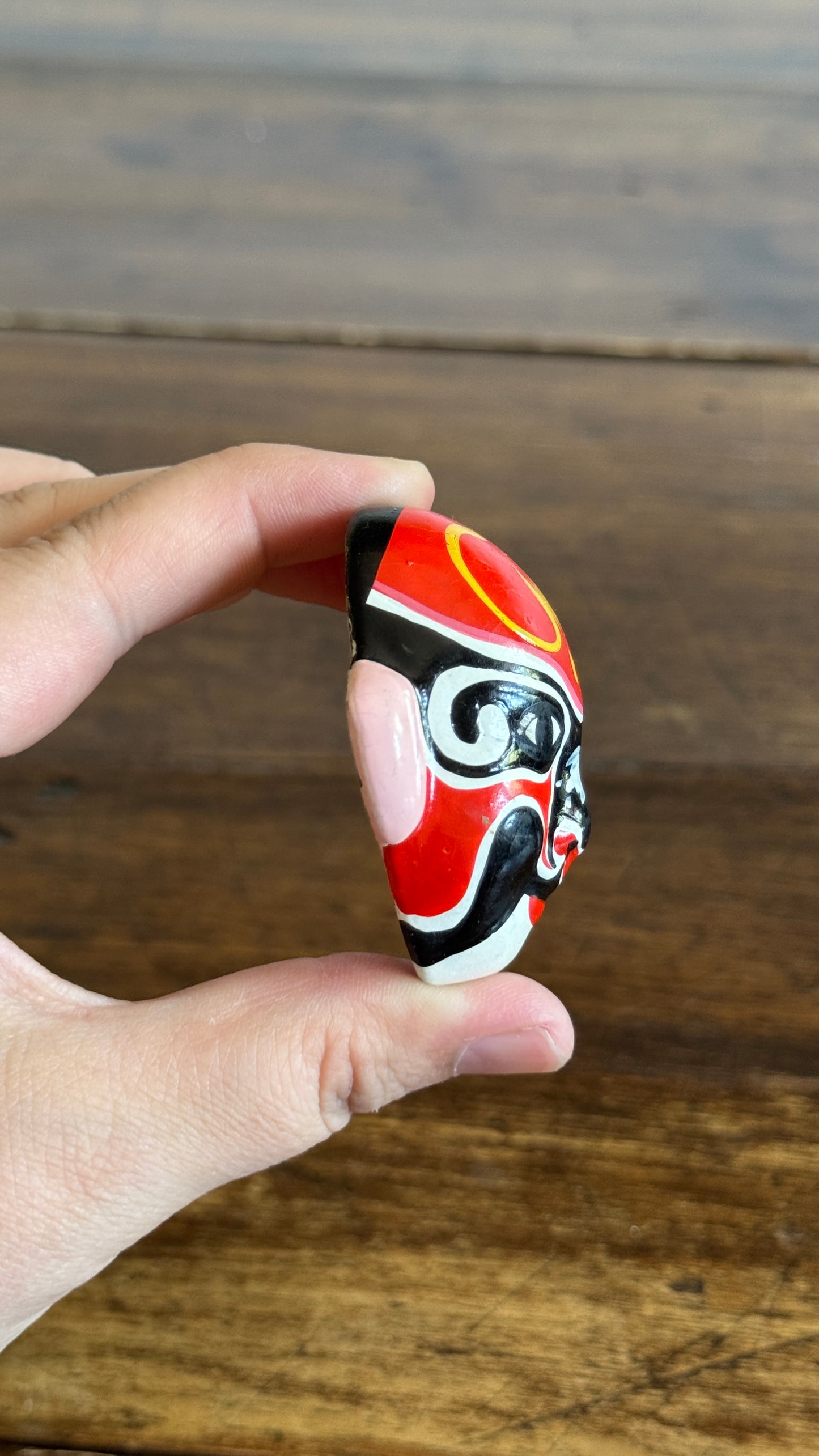 Vintage Hand Painted Beijing Opera Clay Miniature Masks - Made in China