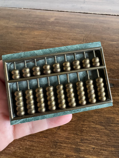 Miniature Brass Abacus on Stone Base with Guide Book