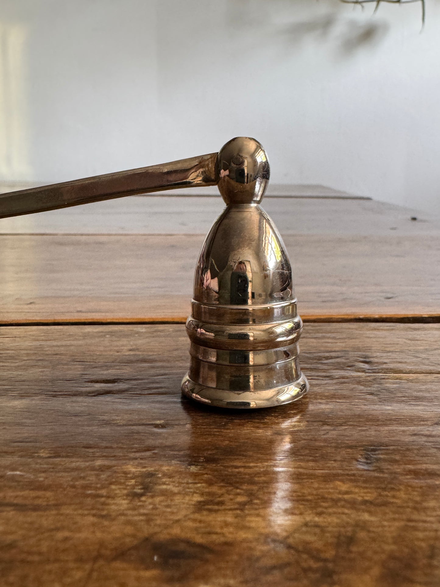 Vintage Silver Plated Candle Snuffer with Adjustable Cup and Wavy Handle Design