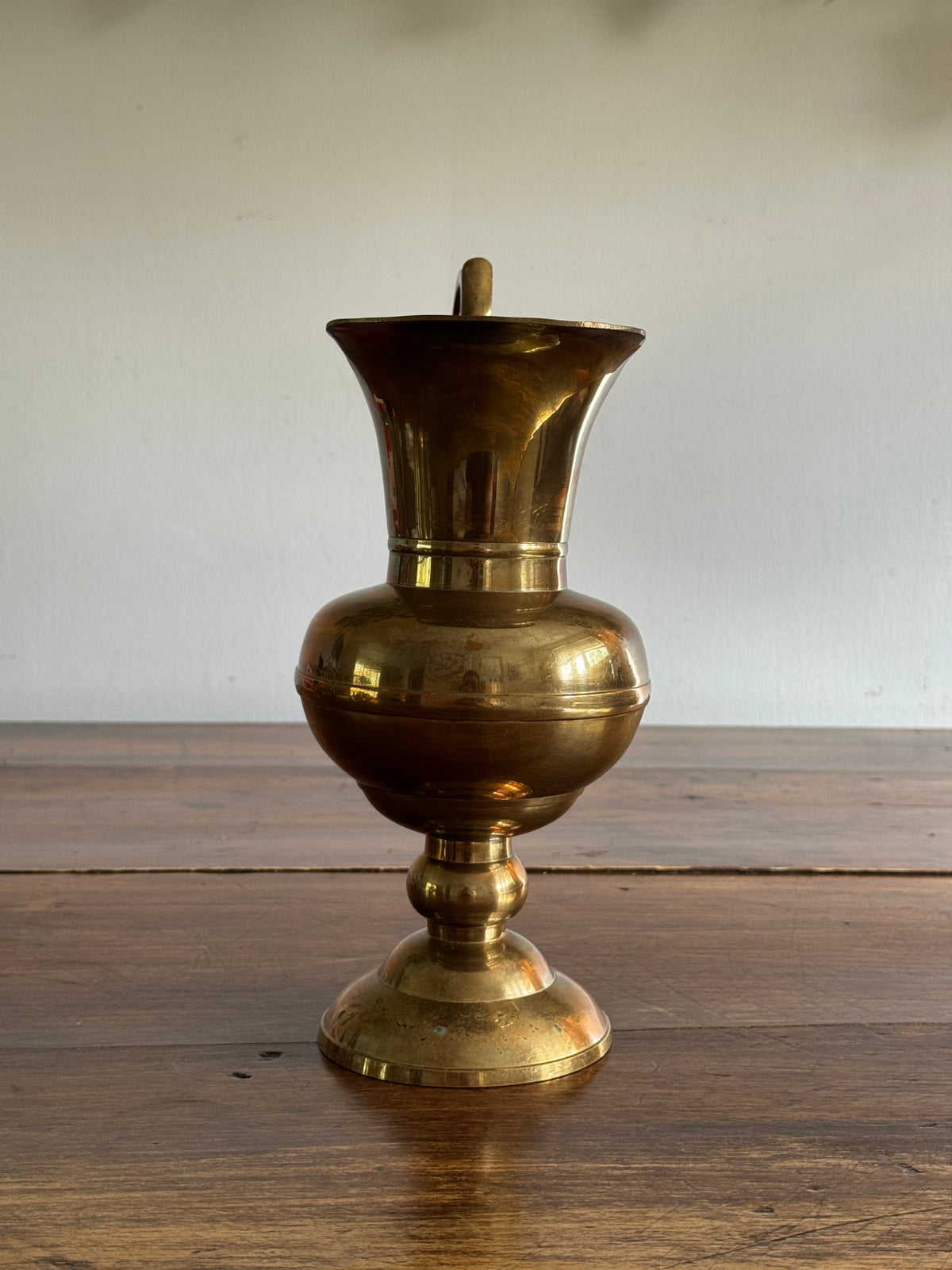 Vintage Large Brass Jug with Ornate Handle - Greek Style Brass Pitcher