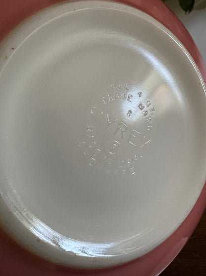 Set of Three Pink Gooseberry Pyrex Cinderella Nesting Mixing Bowls