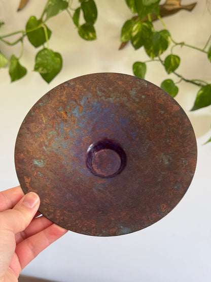 Vintage Mid Century Style Colourful Metal Patina/Enamel Catchall Bowl