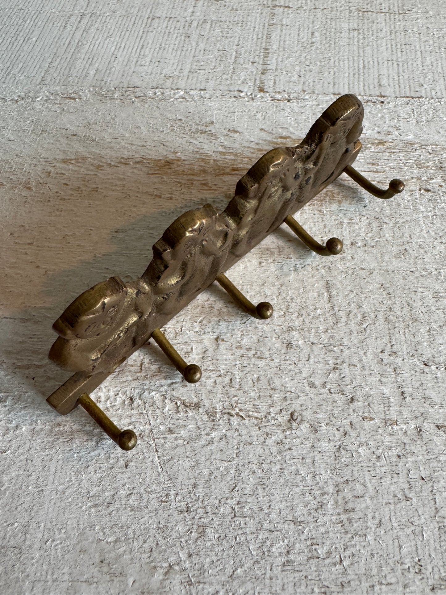 Vintage Brass Wise Monkey Key Hook Organizer - Four Wise Monkeys - Hear, See, Speak, Feel No Evil Key Rack