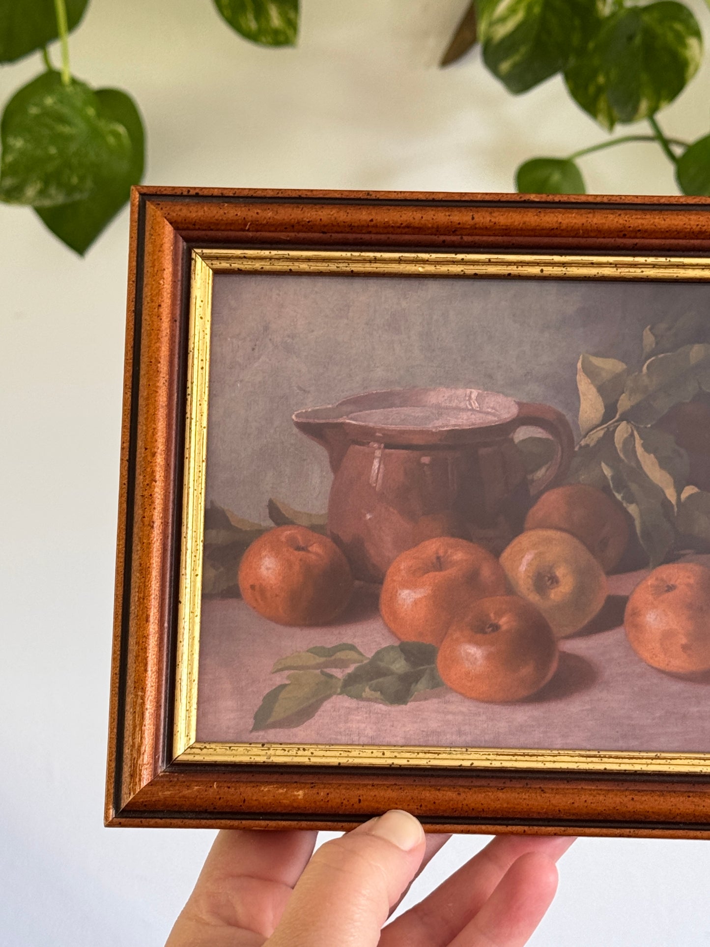 Vintage Wood with Gold Accent Photo Frame with Fruit and Pitcher Still Life Print