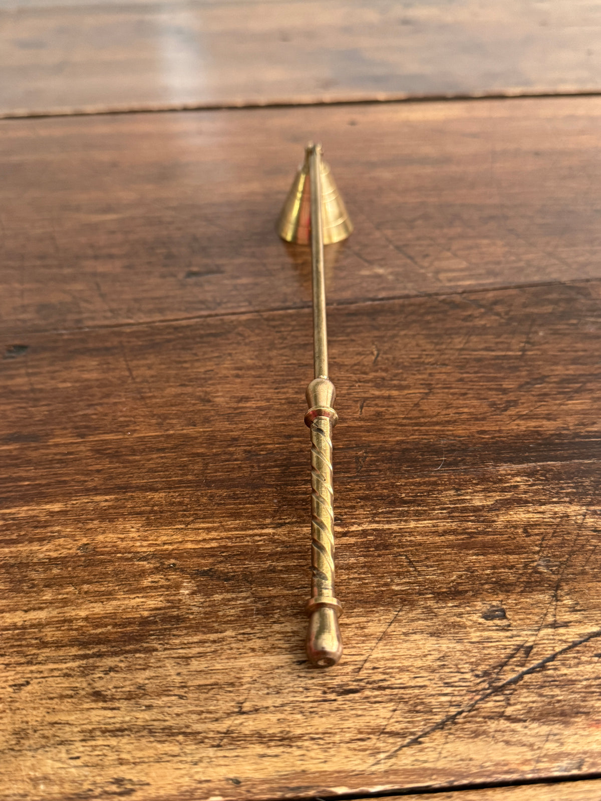 Vintage Brass Candle Snuffer with Thicker Swirled Handle