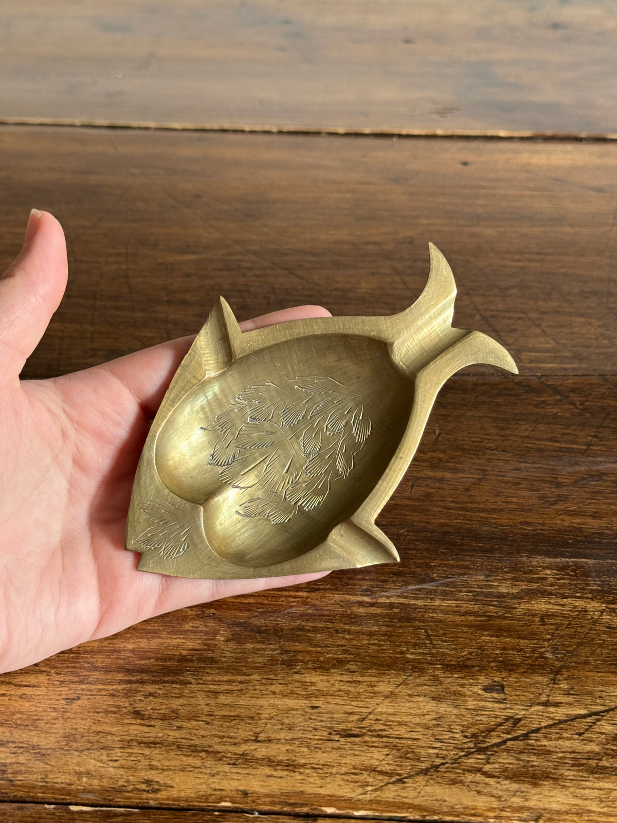Small Vintage Brass Fish Ashtray - Fish Shaped Trinket Dish